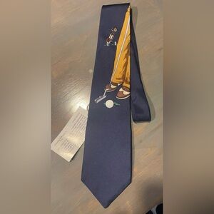 Vicky Davis Tap In Golf Themed Navy Silk Tie